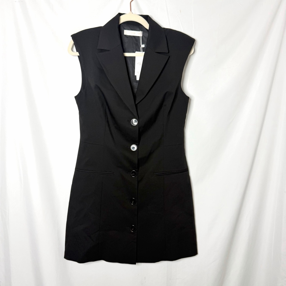 MANGO Black Sleeveless Button-Front Blazer Mini Dress Size 6 NEW with tags